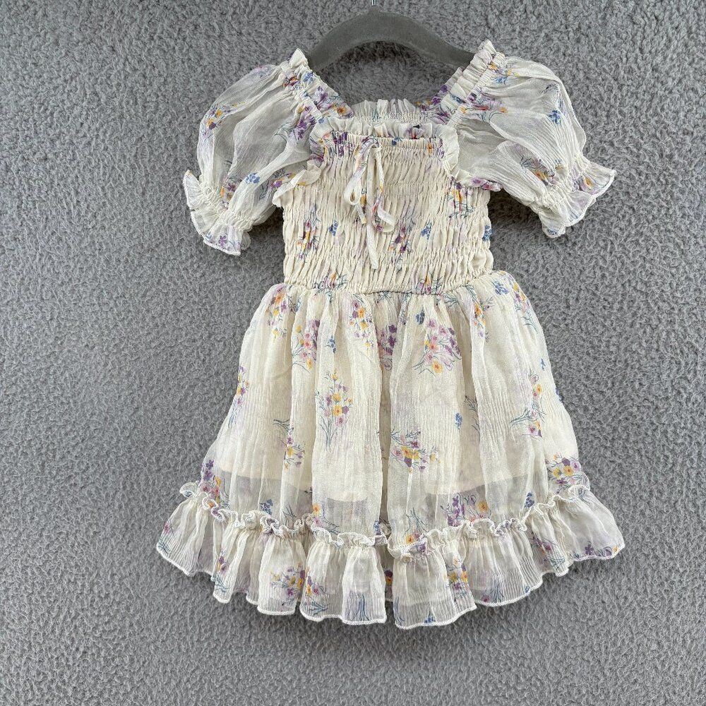 EleStory Baby Floral Smocked Puff Sleeve Dress 12-18M | Vintage-Inspired Ruffle